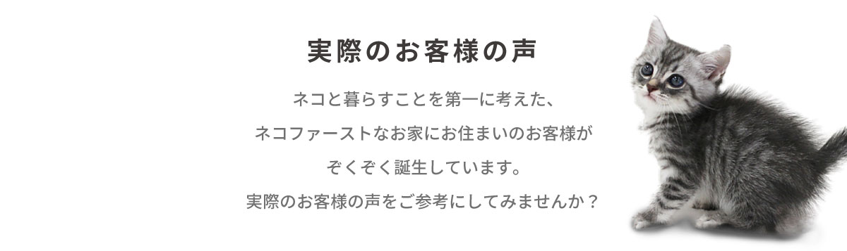 美都住販　猫と暮らす家　実際のお客様の声　ネコと暮らすことを第一に考えた、 ネコファーストなお家にお住まいのお客様が ぞくぞく誕生しています。 実際のお客様の声をご参考にしてみませんか？